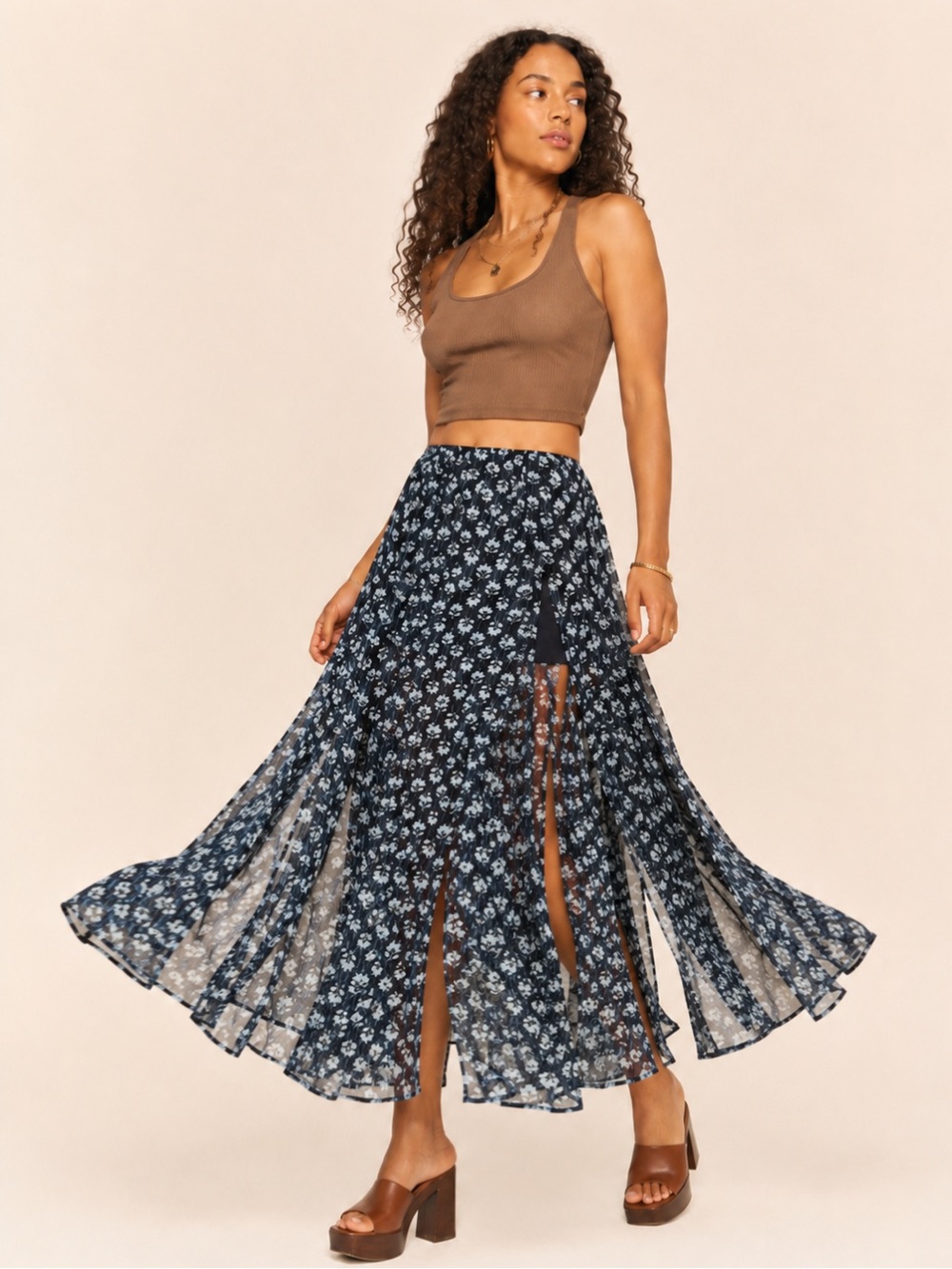 Michael Michael Kors Y2K Revival Sheer Floral Panel Skort Navy Sz 8
